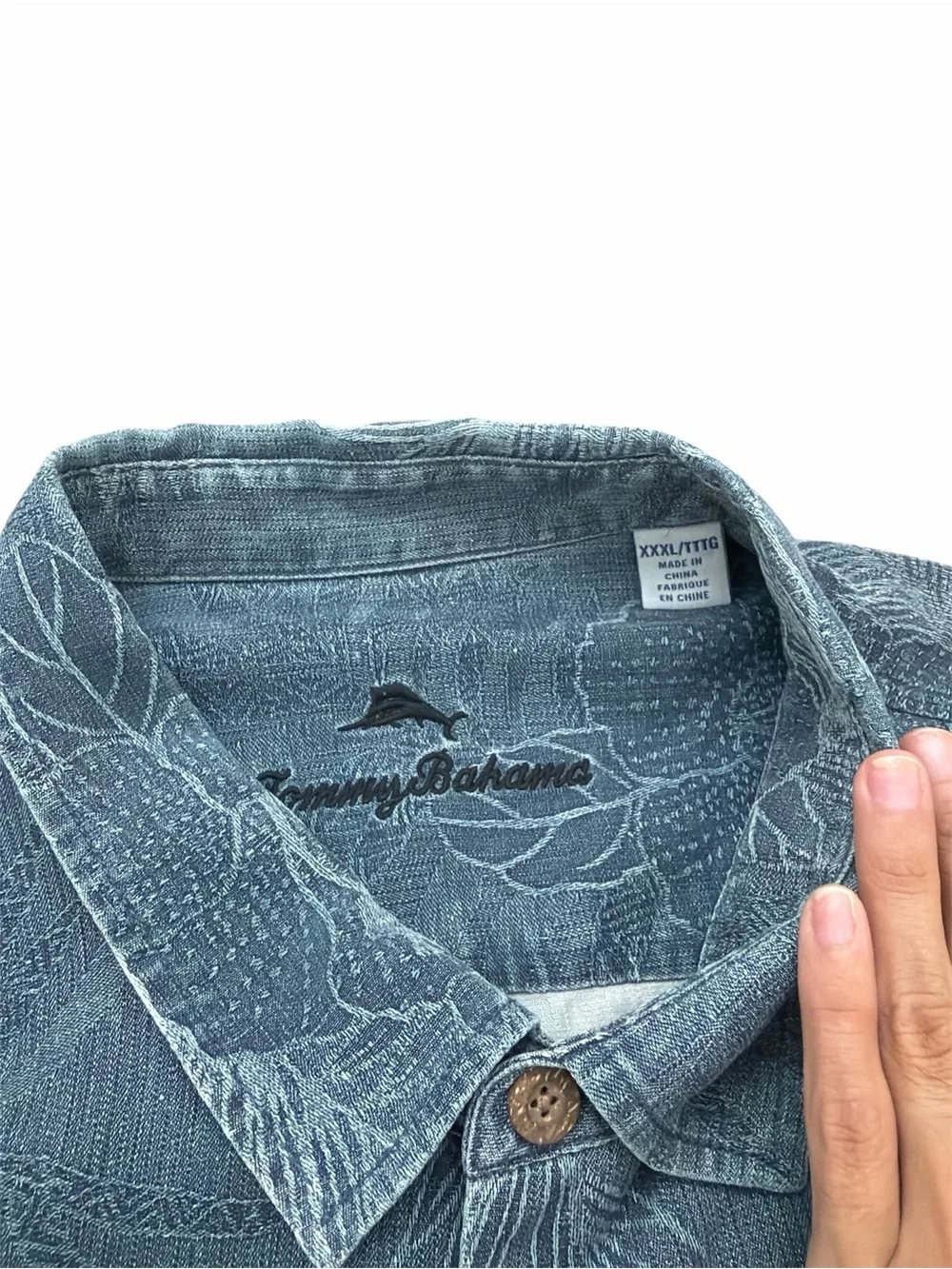 Tommy Bahama 100% Silk Blue Hawaiian Shirt XXXL Tall
